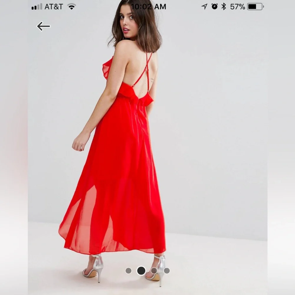 TD by True Decadence Petite Frill Detail High Low MIDI Dress with Strappy Back